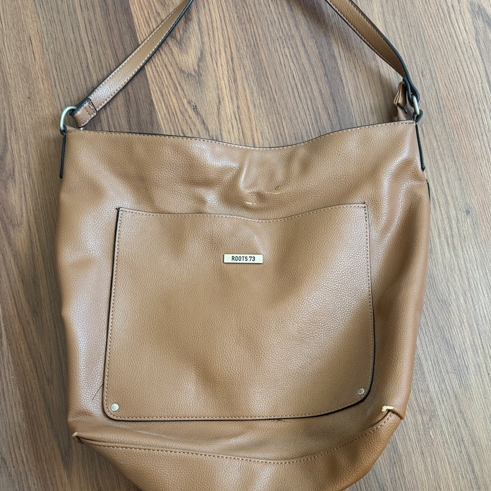 Roots Brown Leather Shoulder Bag